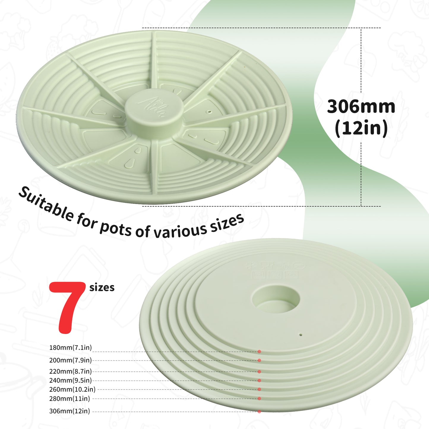 ALO AIDA Universal Silicone Lid for Pots, Pans & Cookware – FDA Food-Grade Silicone, BPA-Free, Fits 7-11 Inch, Compatible with Frying Pans, Cast Iron & Skillets